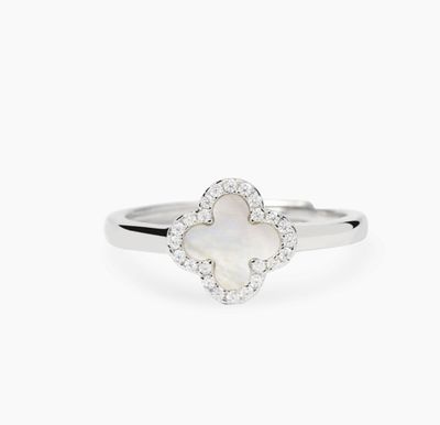 Anello Fiore con madreperla e zirconia Anello Fiore con madreperla e zirconia