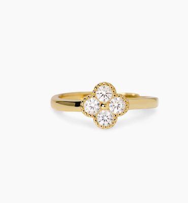 Anello Fiore con zirconia in argento dorato Anello Fiore con zirconia in argento dorato