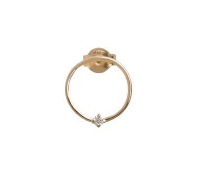 Mono Orecchino Filodamore in Oro Giallo 9kt Cerchio medio e Diamante Bianco