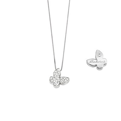 Collier 1^ misura oro bianco 18 kt con farfalla pavè