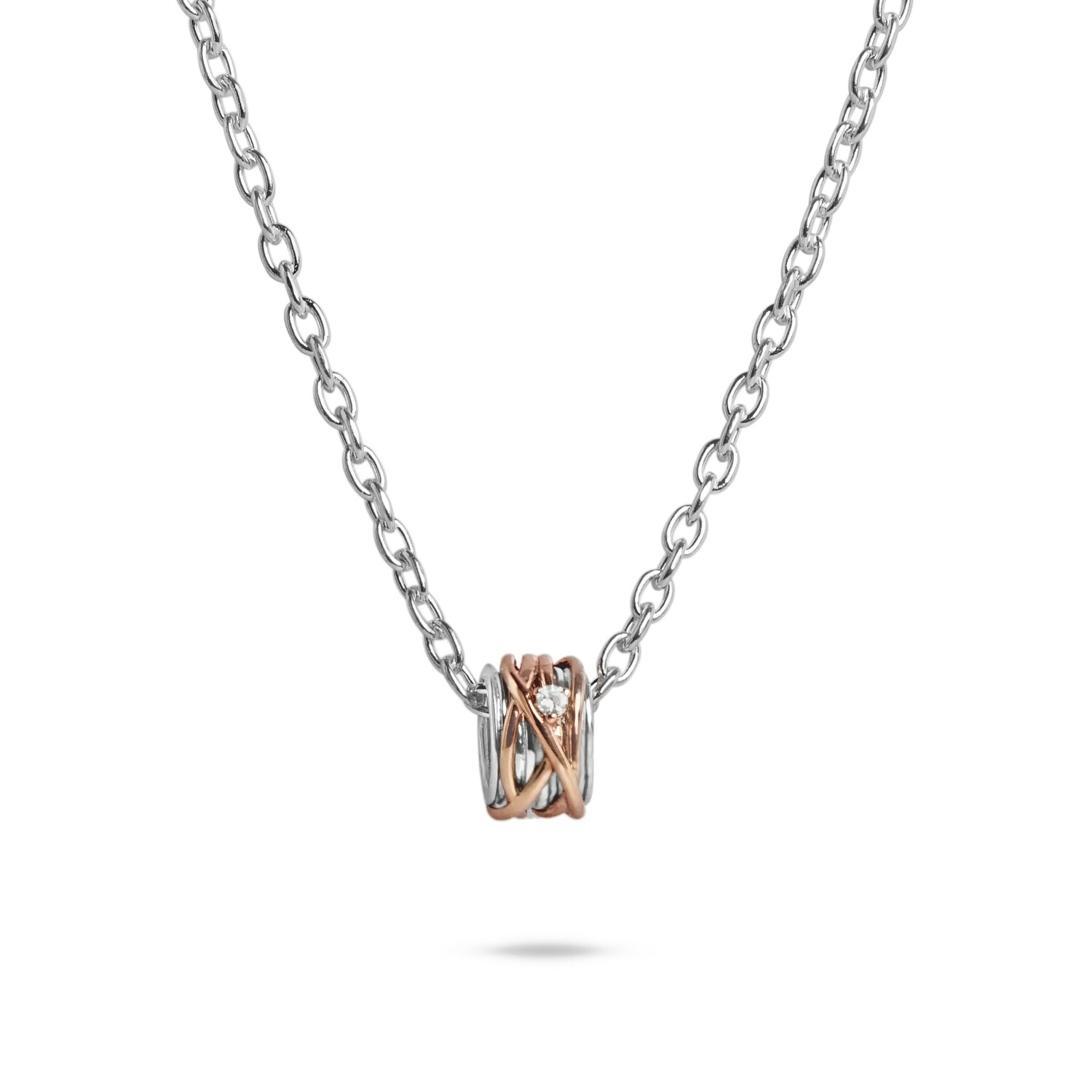 GIROCOLLO FILODELLAVITA MINI ARGENTO 925,ORO ROSA 9KT E BRILL GIROCOLLO FILODELLAVITA MINI ARGENTO 925,ORO ROSA 9KT E BRILL