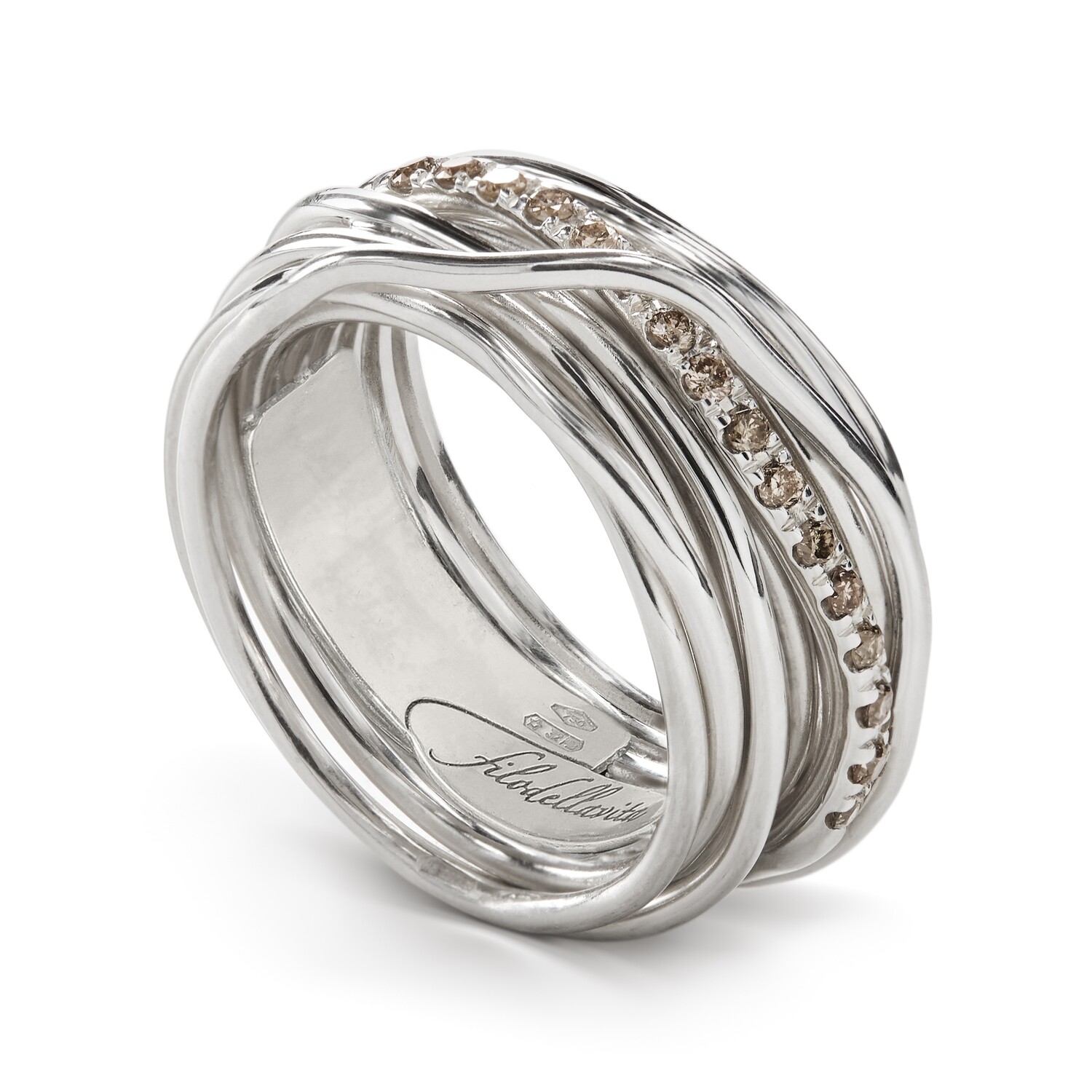 ANELLO 13 FILI IN ARGENTO E DIAMANTI MIELE