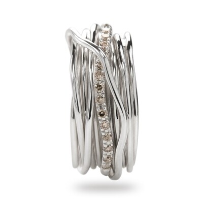 ANELLO 13 FILI IN ARGENTO E DIAMANTI MIELE
