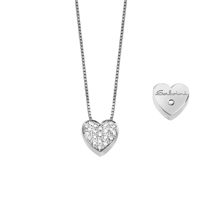 Collier 2 ^ misura oro bianco 18 kt con cuore pavè