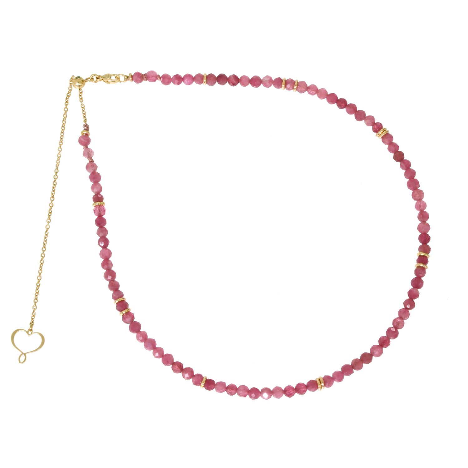 Girocollo Pietre Passanti in argento 925 galvanica oro giallo con tormalina rosa Girocollo Pietre Passanti in argento 925 galvanica oro giallo con tormalina rosa