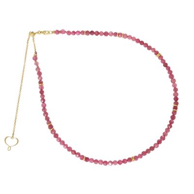 Girocollo Pietre Passanti in argento 925 galvanica oro giallo con tormalina rosa Girocollo Pietre Passanti in argento 925 galvanica oro giallo con tormalina rosa