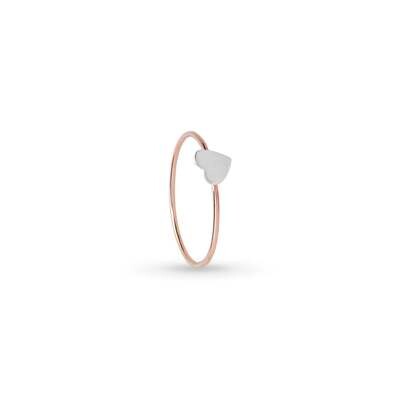 ANELLO CUPIDO IN ORO ROSA 9KT CON CUORE ARGENTO