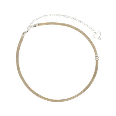 Girocollo cordino avorio Cuore sacro in argento 925 argento naturale Girocollo cordino avorio Cuore sacro in argento 925 argento naturale