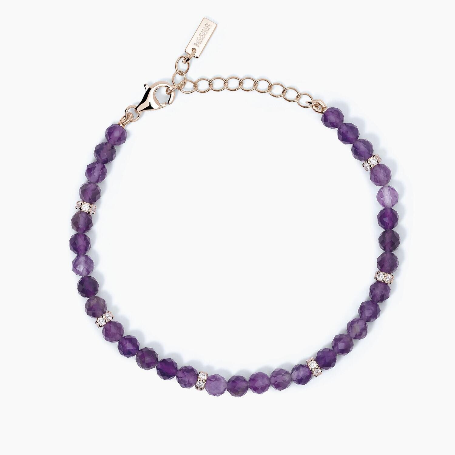 Bracciale in argento con ametista e zirconi bianchi Bracciale in argento con ametista e zirconi bianchi