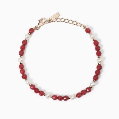 Bracciale in con perle coltivate e corallo bambù BEACH CODE Bracciale in con perle coltivate e corallo bambù BEACH CODE