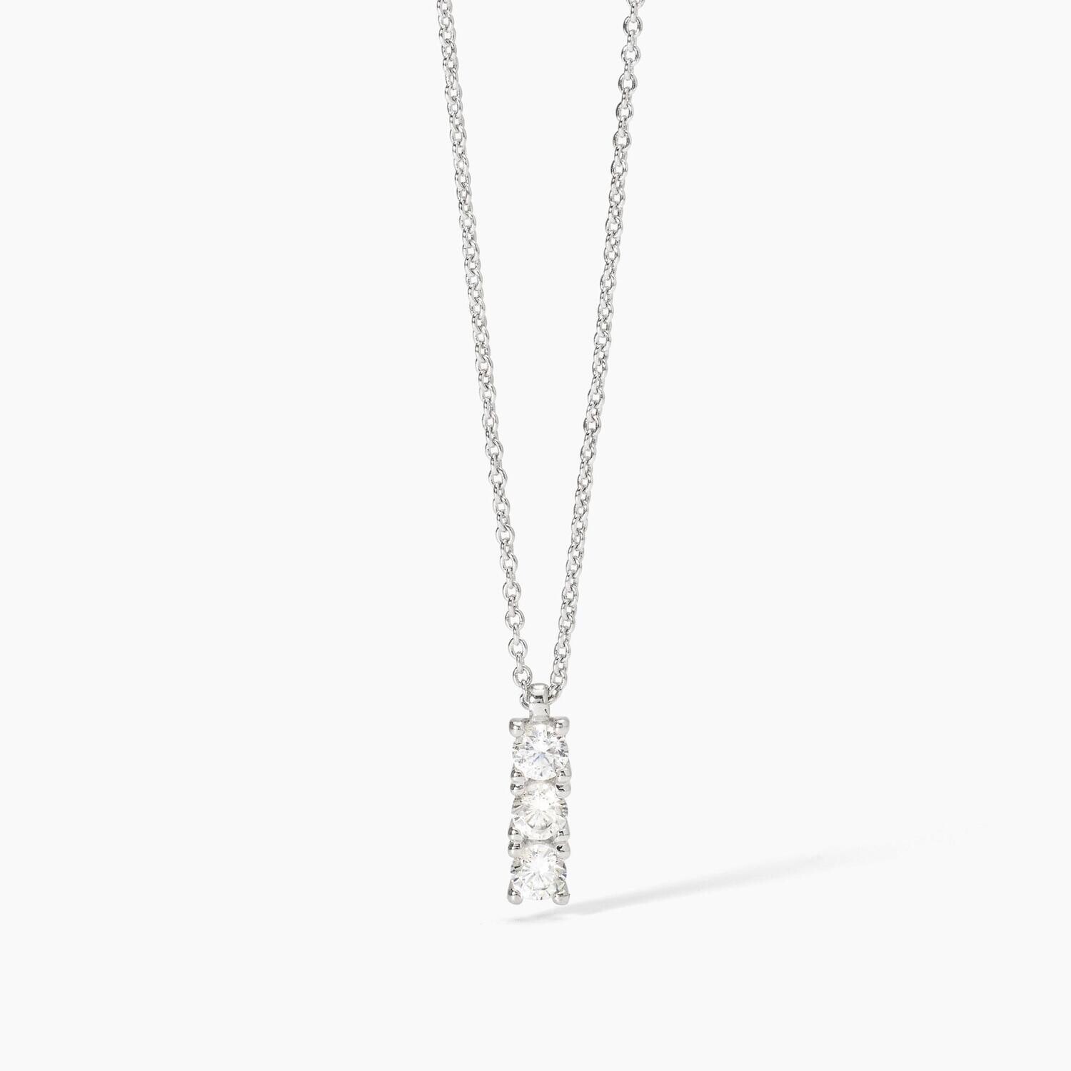 Girocollo in argento rodiato con catena forzatina e zirconi bianchi TRILOGY Girocollo in argento rodiato con catena forzatina e zirconi bianchi TRILOGY