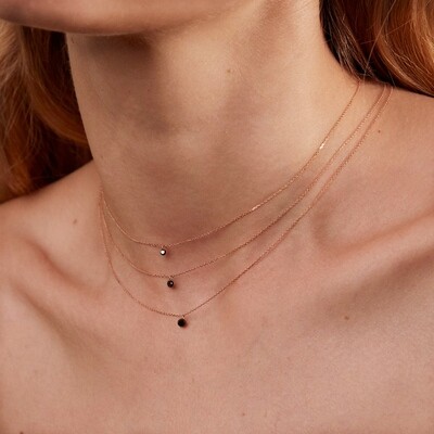 GIROCOLLO DIAMANTE NUDO NERO 0,05 CT