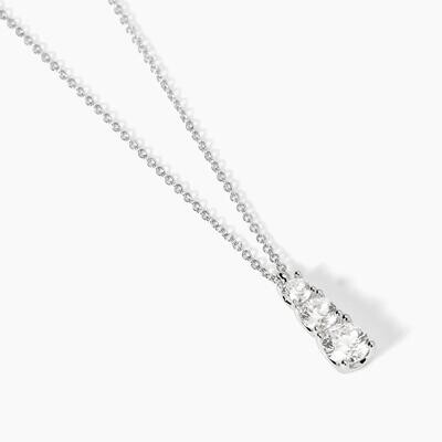 Girocollo in argento con catena forzatina e zirconi bianchi TRILOGY