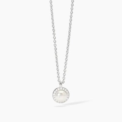 Girocollo in argento con perla coltivata e zirconi MILANESIENNE Girocollo in argento con perla coltivata e zirconi MILANESIENNE