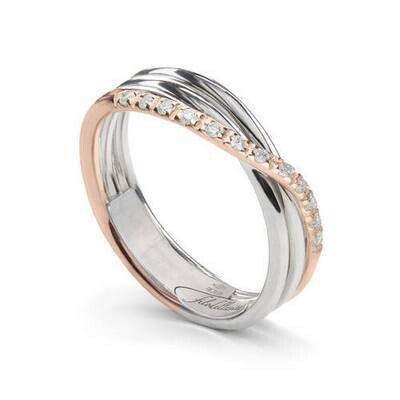 ARGENTO, ORO ROSA 9 KT E DIAMANTI BIANCHI