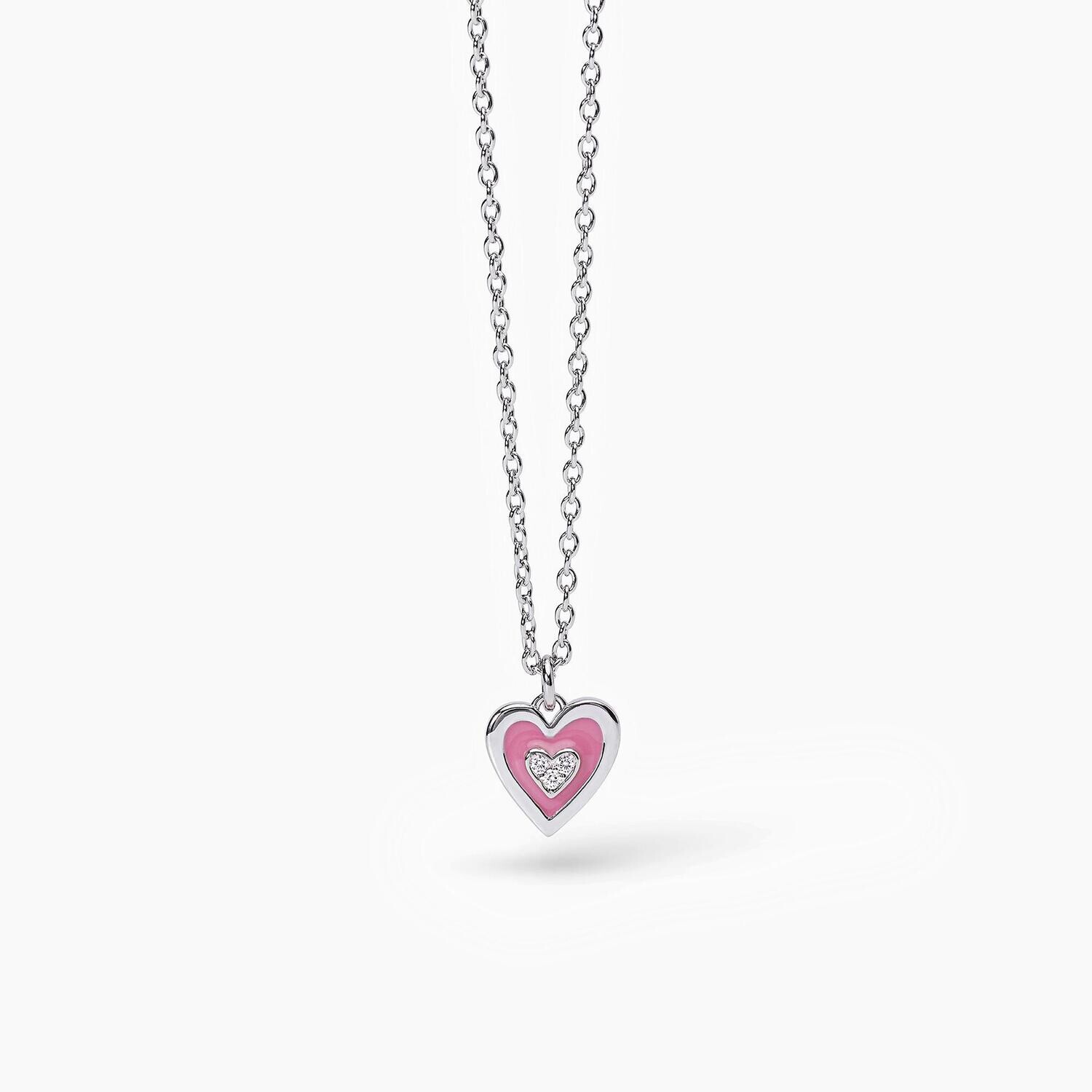 Girocollo in argento con cuore pendente smaltato TVB Girocollo in argento con cuore pendente smaltato TVB