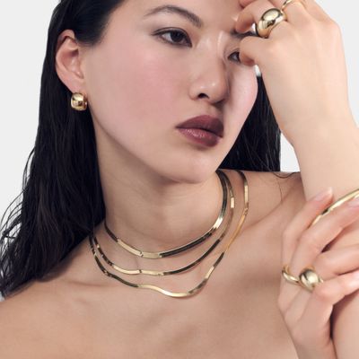 Collana in argento dorato "Herringbone"
