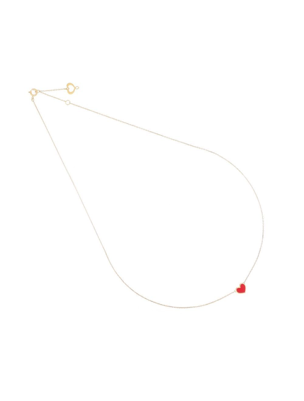 GIROCOLLO 18KT CUORE SMALTO ROSSO