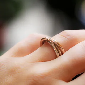 ANELLO 3 FILI ARGENTO, ORO ROSA E E DIAMANTI BIANCHI