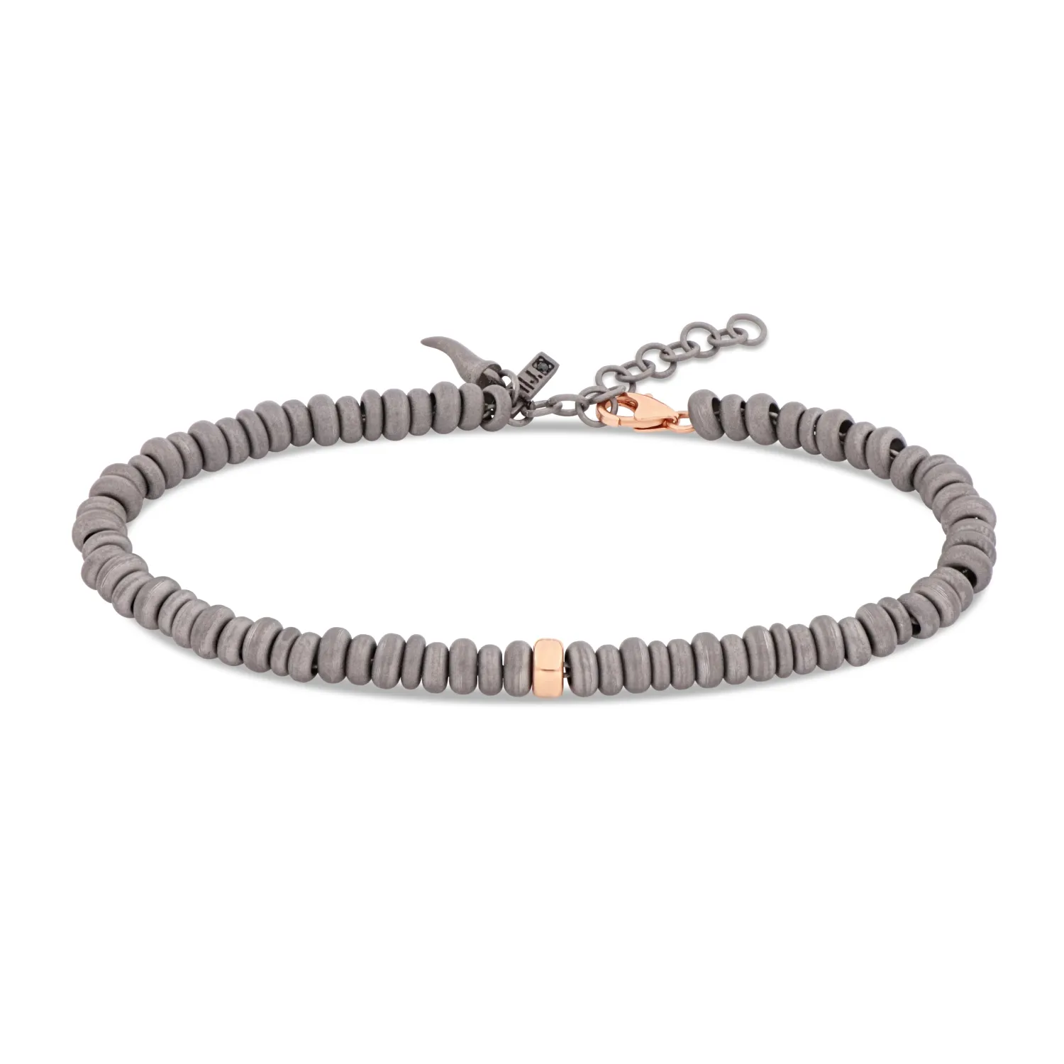 BRACCIALE CON ANELLINI IN TITANIO E ORO ROSSO 9 KT BRACCIALE CON ANELLINI IN TITANIO E ORO ROSSO 9 KT