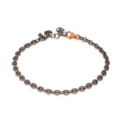 BRACCIALE MAGLIE MARINE PICCOLE IN TITANIO E ORO ROSSO 9 KT, ANCORA IN TITANIO E DIAMANTE BLACK