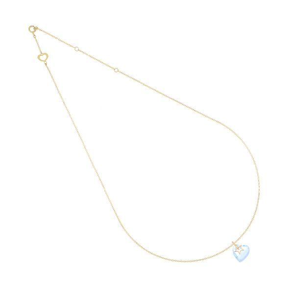 GIROCOLLO 18KT BATTITO CUORE AZZURRO