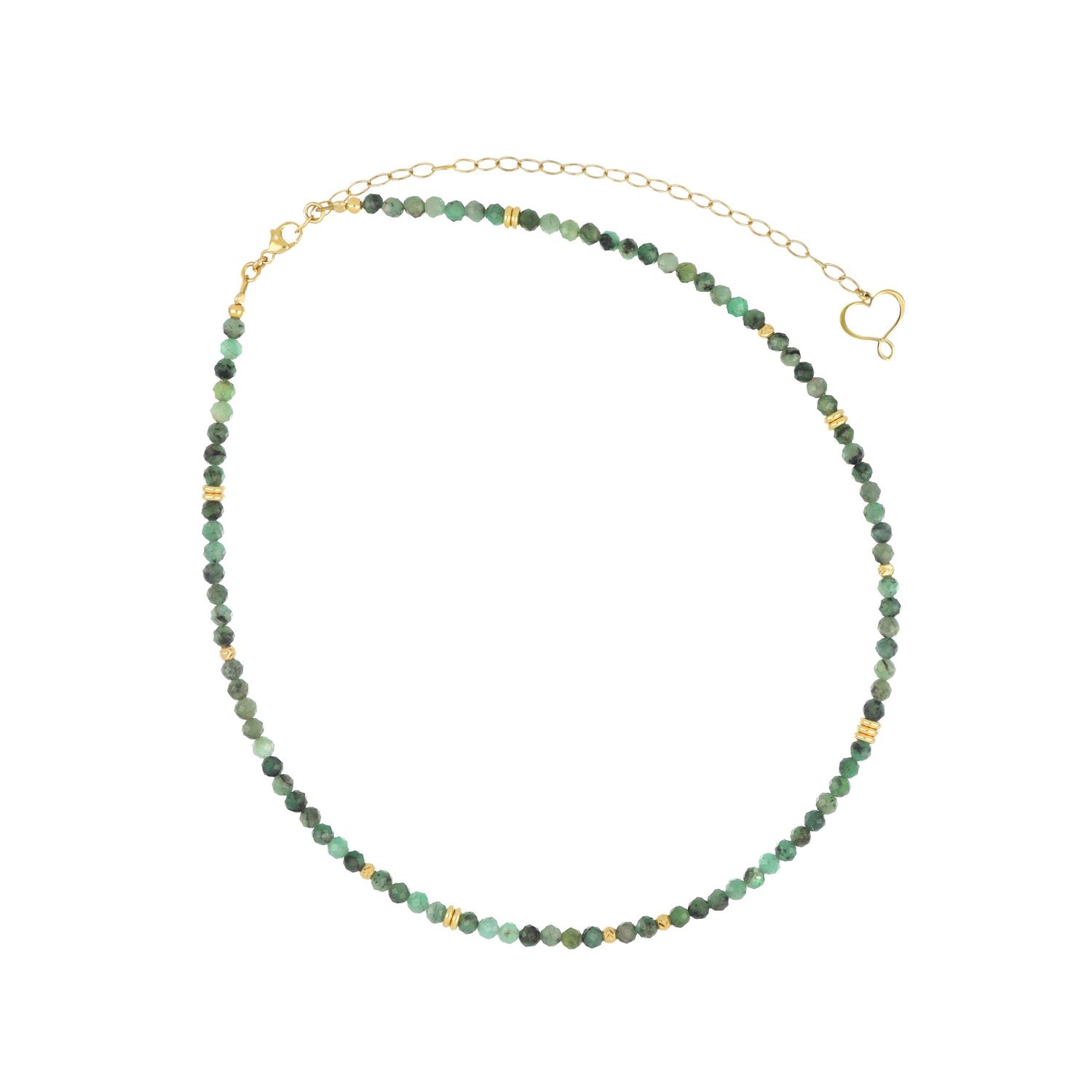 Girocollo Pietre in argento 925 galvanica oro giallo con smeraldo Girocollo Pietre in argento 925 galvanica oro giallo con smeraldo
