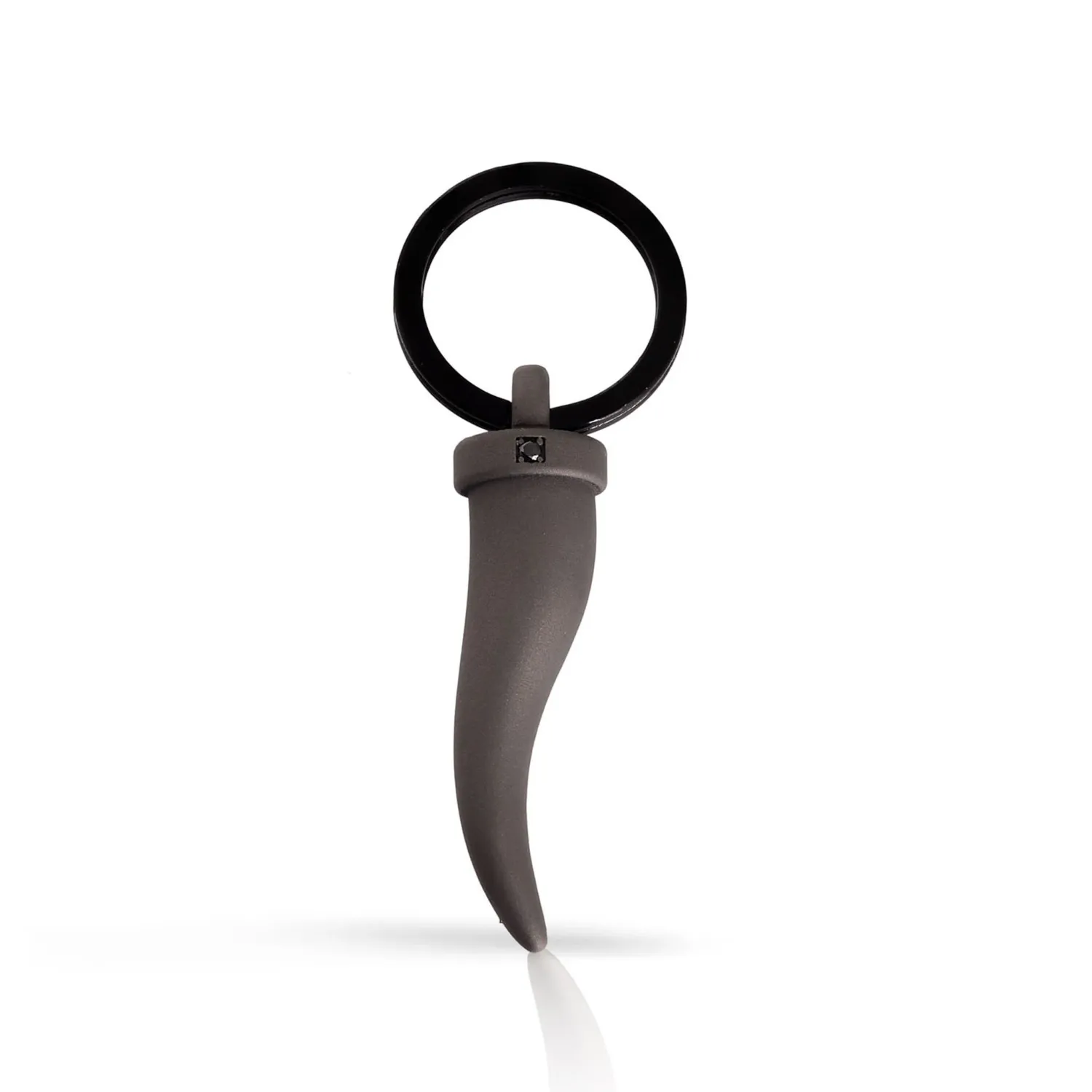 PORTACHIAVI IN TITANIO CON CORNETTO GRANDE E DIAMANTE BLACK DA 3 PUNTI PORTACHIAVI IN TITANIO CON CORNETTO GRANDE E DIAMANTE BLACK DA 3 PUNTI