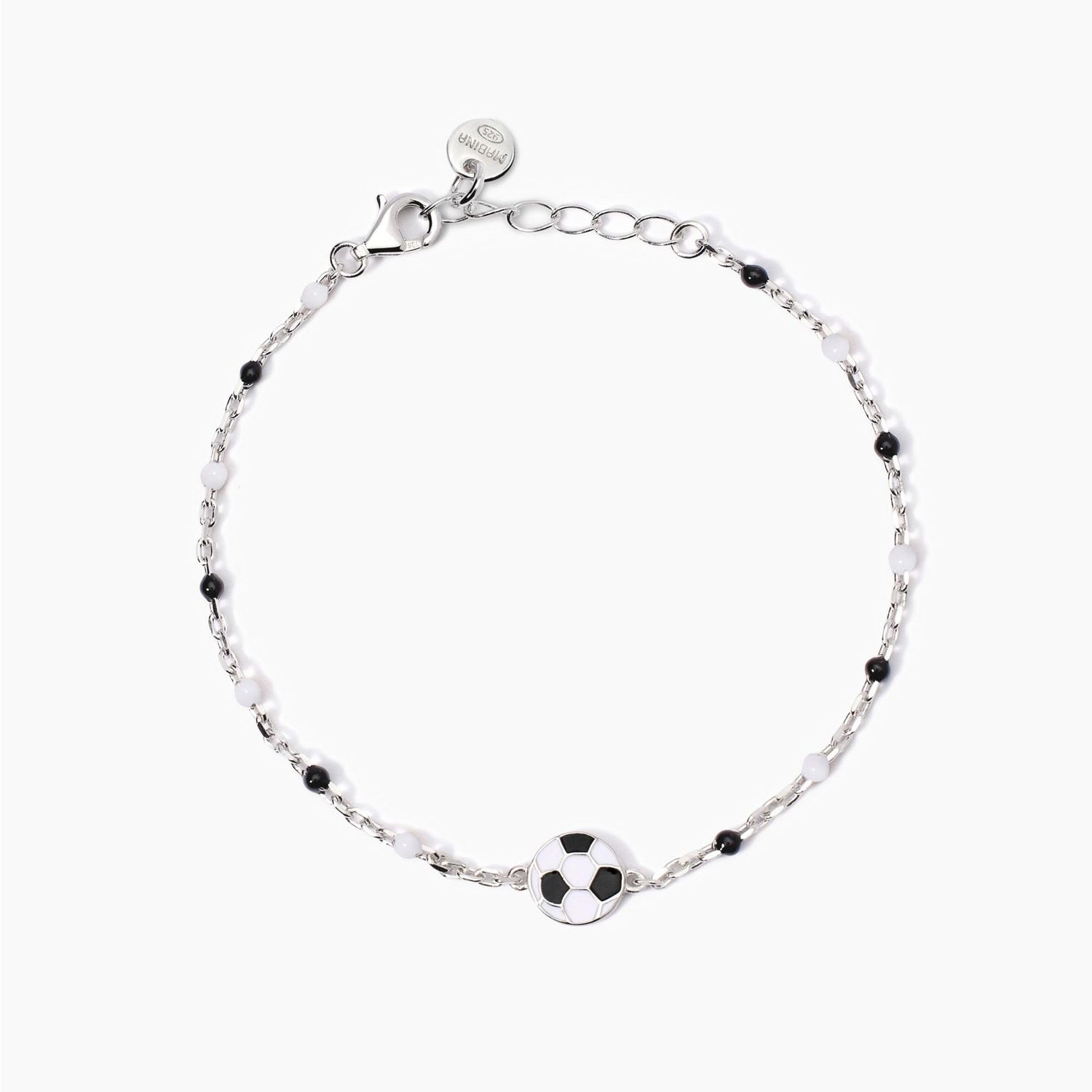 Bracciale con pallone e inserti bianchi e neri W Il Football Bracciale con pallone e inserti bianchi e neri W Il Football