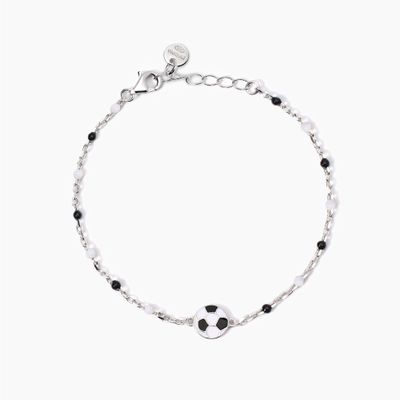 Bracciale con pallone e inserti bianchi e neri W Il Football Bracciale con pallone e inserti bianchi e neri W Il Football