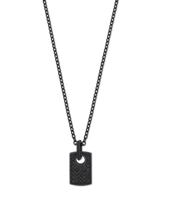 COLLANA TITANIO NERO CON TARGHETTA E DIAMANTI BLACK