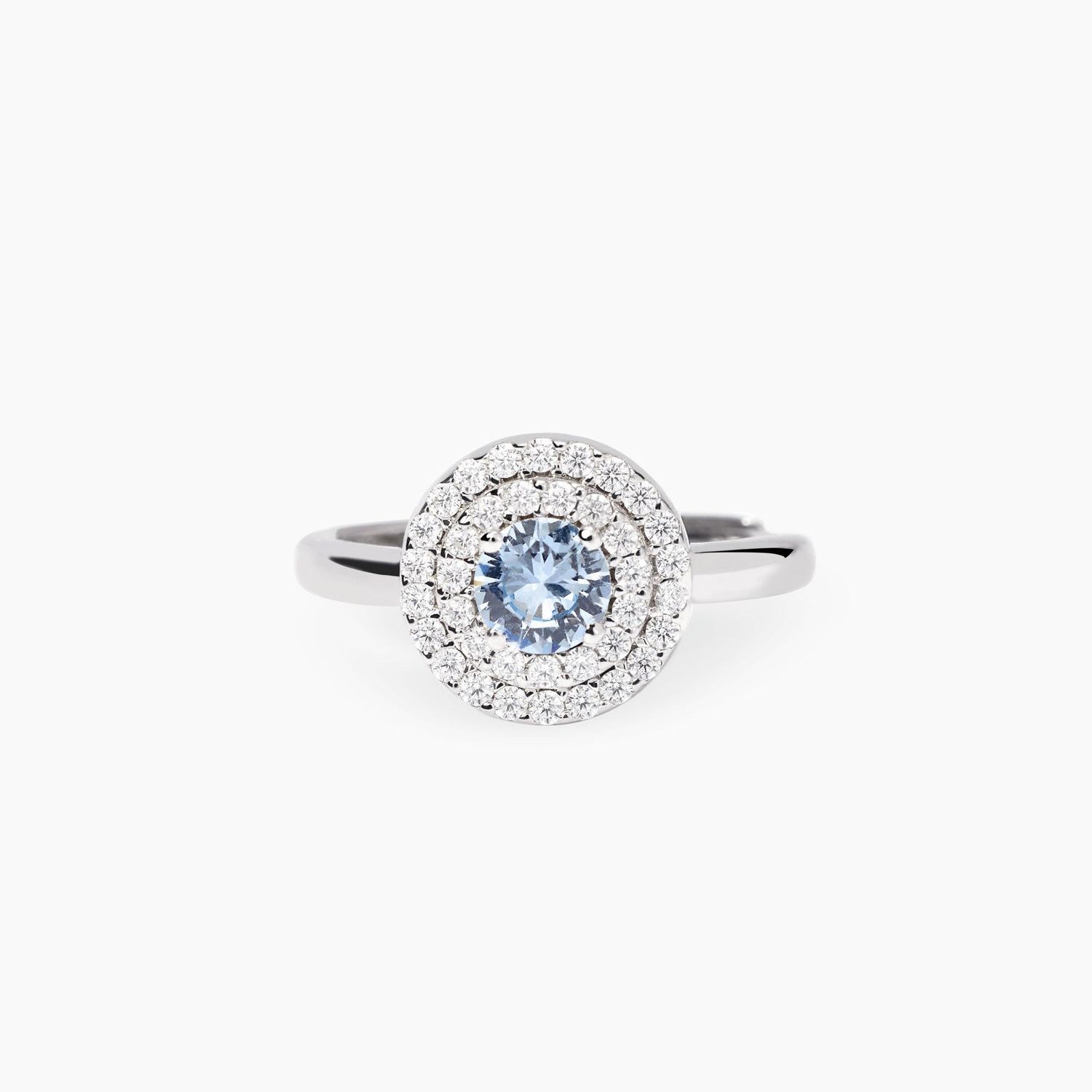 Anello con acquamarina sintetica e zirconi VITTORIA