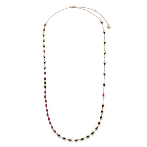 Collana lunga Boule in argento dorato e corallo