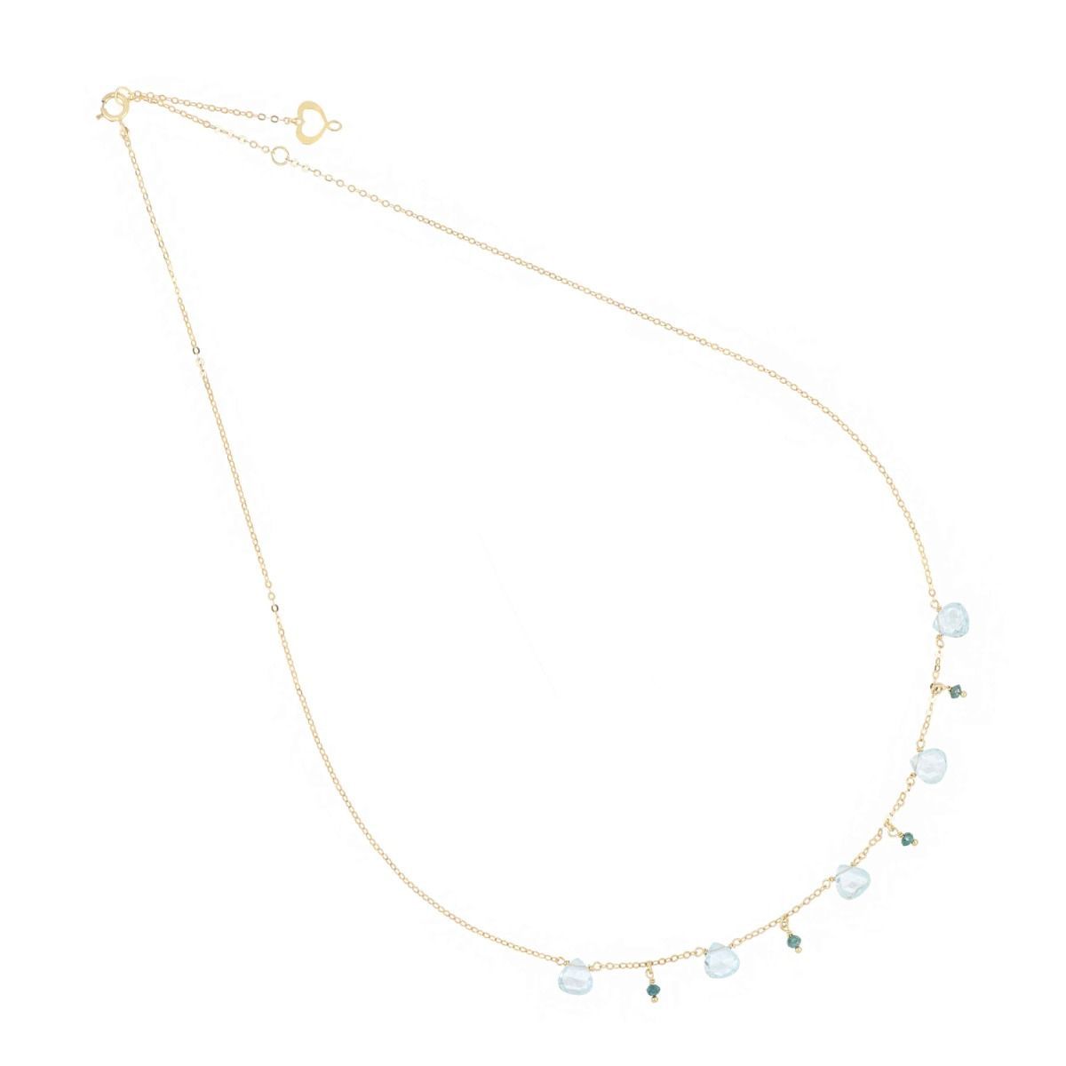 GIROCOLLO 18KT DROPS TOPAZIO AZZURRO E DIAMANTI VERDI