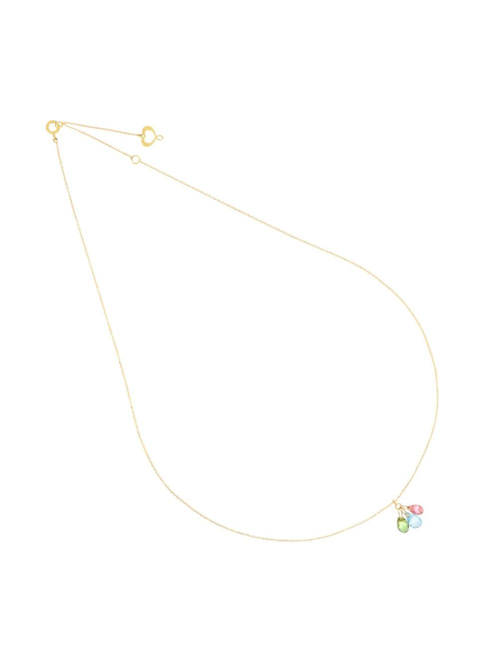 GIROCOLLO 18KT DROPS TRE GOCCE VERDE AZZURRO E ROSA