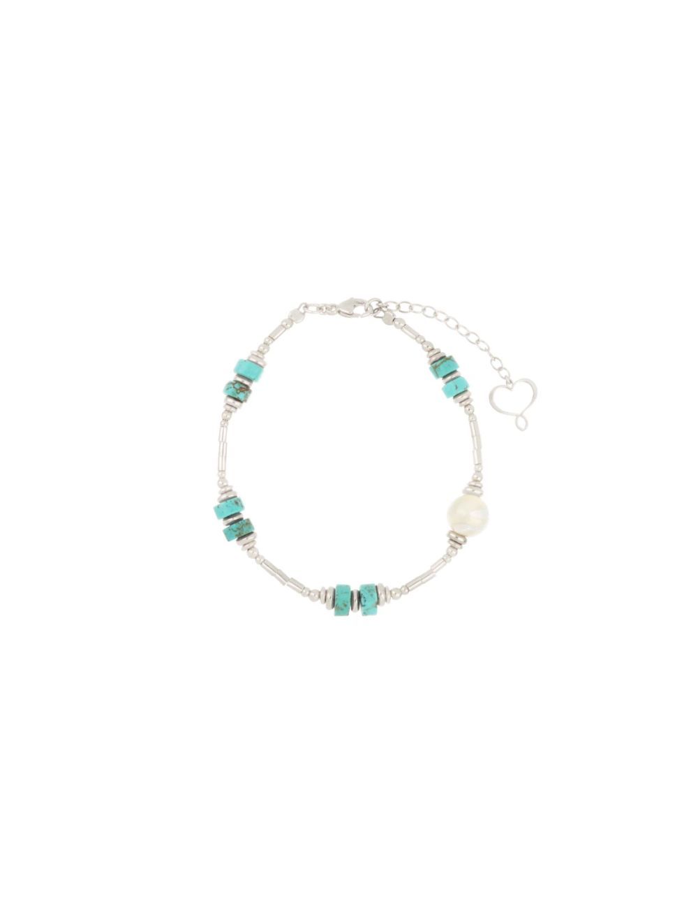BRACCIALE ARGENTATO MADRETERRA E TUBINI TURCHESE BRACCIALE ARGENTATO MADRETERRA E TUBINI TURCHESE