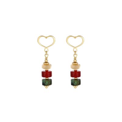 COPPIA DI ORECCHINI LOBO MADRETERRA BROWN E GREEN COPPIA DI ORECCHINI LOBO MADRETERRA BROWN E GREEN