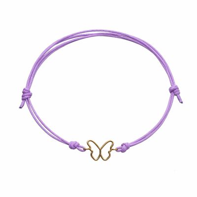 Bracciale farfalla oro giallo 9 kt con cordino lilla