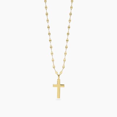 Girocollo in argento placcato oro con croce CREDI IN ME