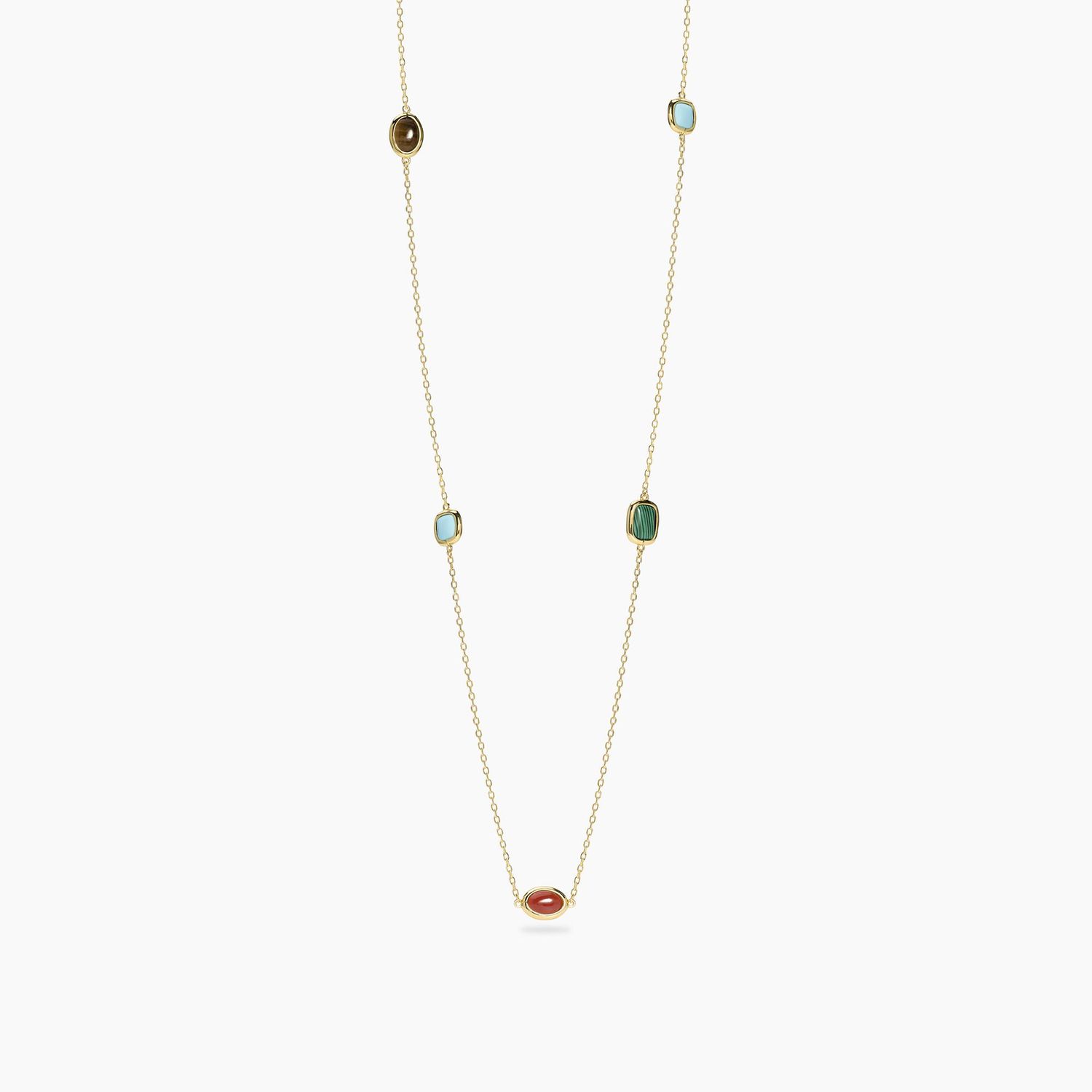 Collana in argento dorato con pietre piccole multicolor GIULIETTA