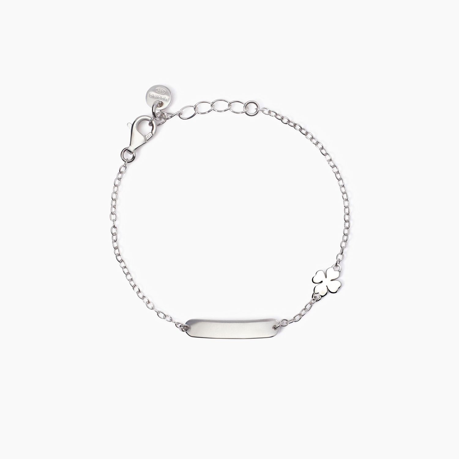 Bracciale per bambini con quadrifoglio e targhetta incidibile Lucky-Tag