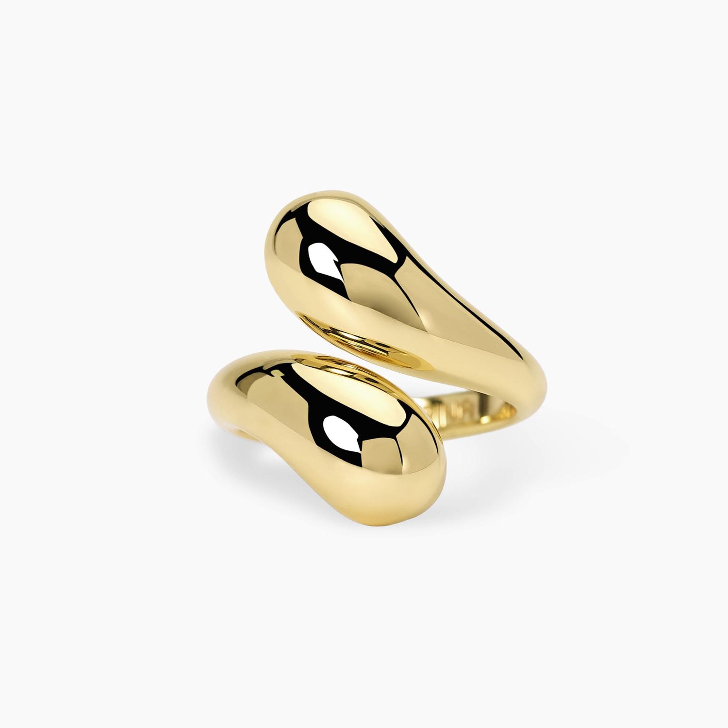 Anello aperto chunky in argento dorato ONDA PARTY