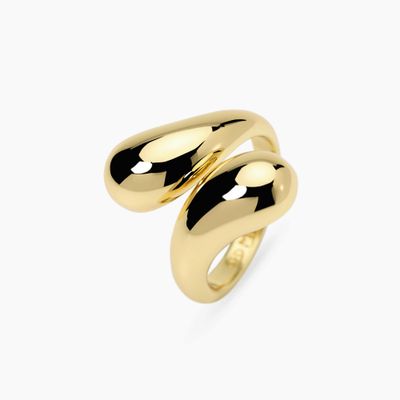 Anello aperto chunky in argento dorato ONDA PARTY