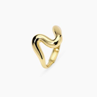 Anello wavy in argento dorato regolabile BALLANDO