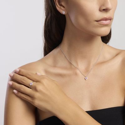 Anello in argento con tormalina sintetica a cuore e zirconi bianchi LOVE AFFAIR Anello in argento con tormalina sintetica a cuore e zirconi bianchi LOVE AFFAIR