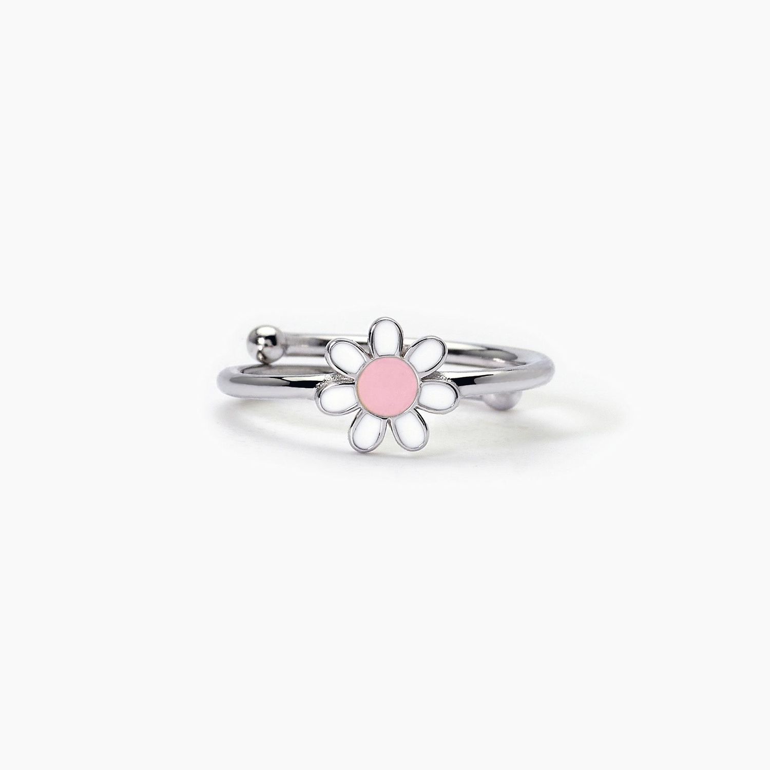 Anello da bambina in argento con margheritina smaltata DAISY
