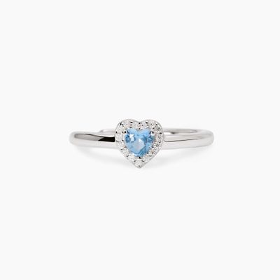 Anello in argento con acquamarina sintetica taglio cuore e zirconi Love Affair Anello in argento con acquamarina sintetica taglio cuore e zirconi Love Affair