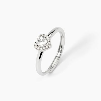 Anello in argento da donna con zircone bianco taglio cuore LOVE AFFAIR