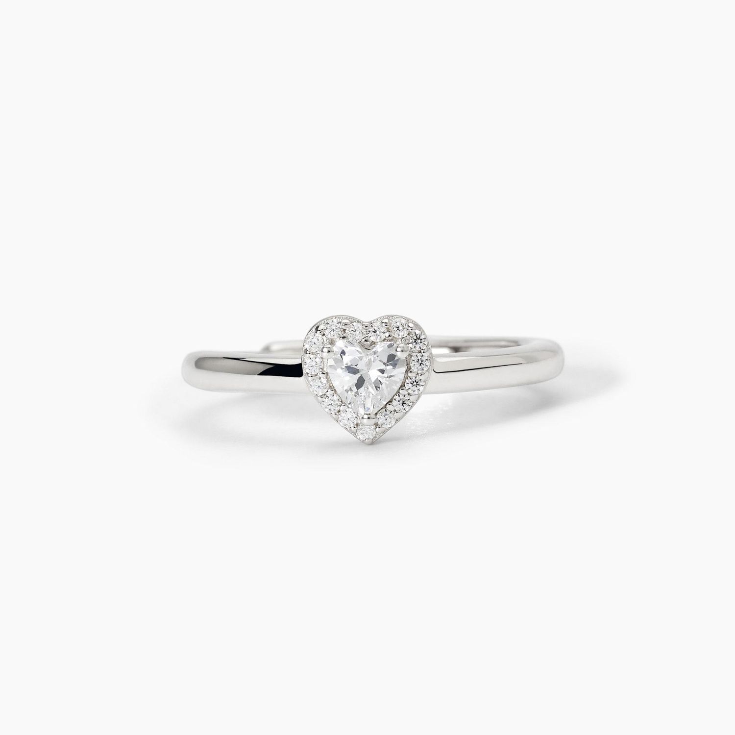 Anello in argento da donna con zircone bianco taglio cuore LOVE AFFAIR