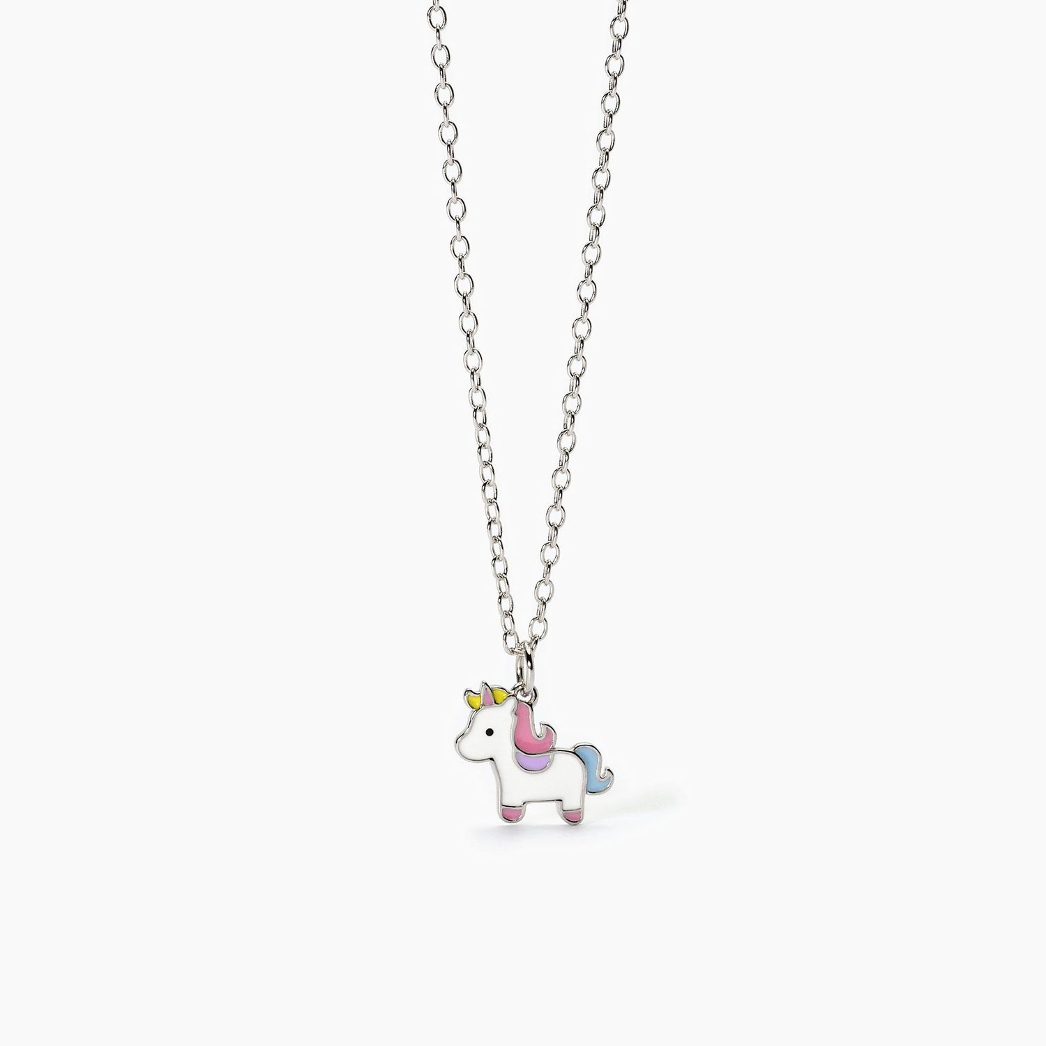 Girocollo per bambina in argento con unicorno smaltato UNICORNO MAGICO Girocollo per bambina in argento con unicorno smaltato UNICORNO MAGICO